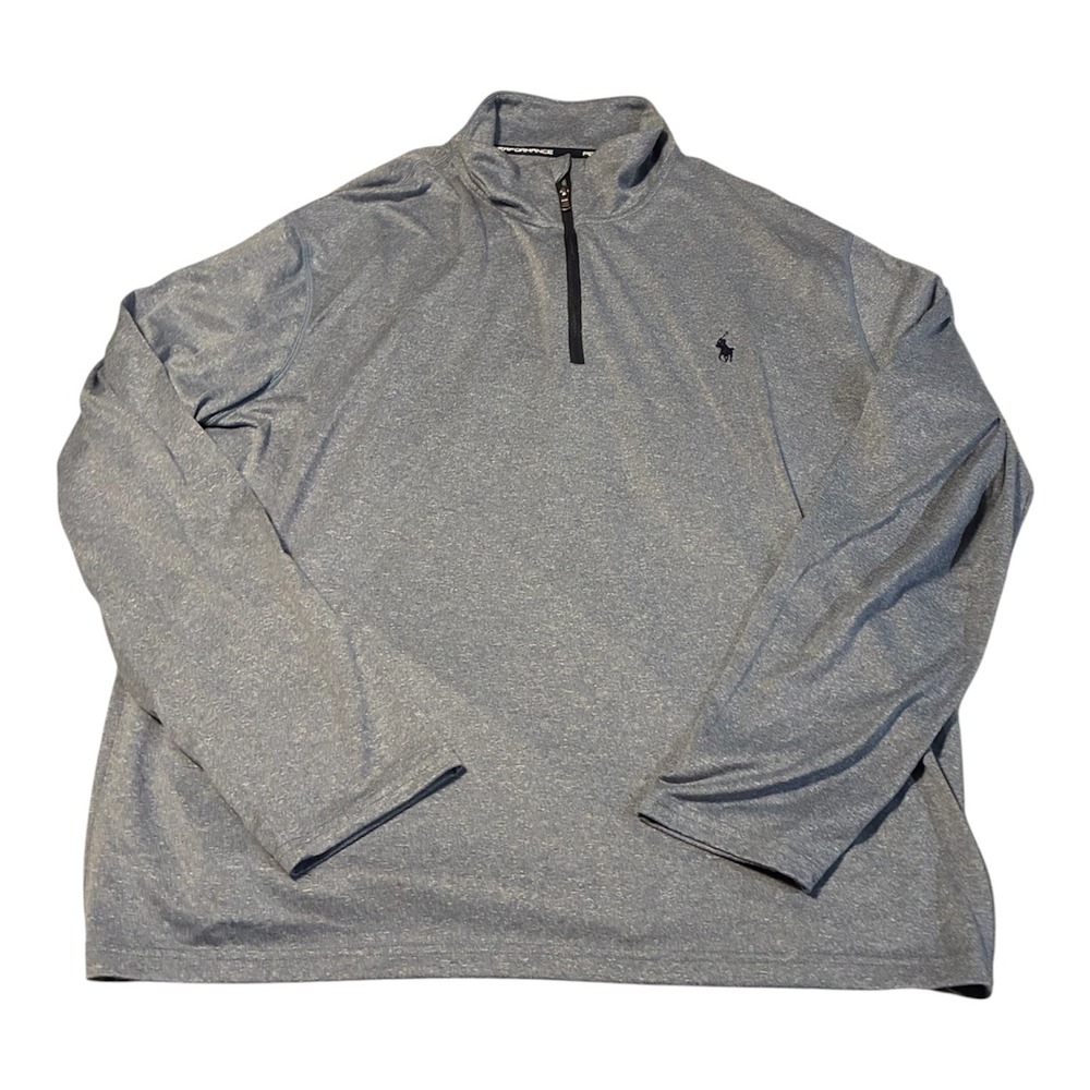 Polo Ralph Lauren Performance Mens Large Blue Heather Quarter Zip Pullover XL